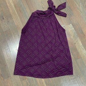 Purple tie neck top